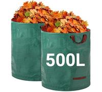 Lot de 2 Sacs à Déchets de Jardin 500L avec Poignées - Pliables et Réutilisables Tissu Industriel pour Feuilles Déchets Débris
