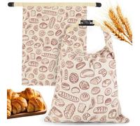 Lot De 2 Sacs À Pain En Cire D’Abeille 13x17, Sac Réutilisable En Coton Pour Pain Maison Levain, Fermeture Boucle