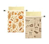 Lot de 2 sacs à pain en cire d'abeille, portables et réutilisables | Boîte de rangement pour la maison, la boulangerie, le pique-nique, le camping, les voyages, le dortoir, la plage