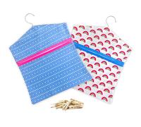 Lot de 2 Sacs à Pinces à Linge, 30 cm x 33 cm, pour Pinces à Linge, paniers Portables et Suspendus,Panier Pince à Linge,Sac a Linge,Panier Linge Pliable,Panier a Linge Pliable