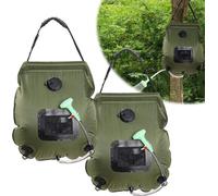 Lot de 2 sacs de douche solaires de camping 20 L, sac à eau pour douche solaire avec douchette à main et tuyau, douche d'extérieur à chauffage solaire pour la randonnée en été