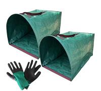 Lot de 2 sacs de jardin, pelle à feuilles, 105 x 56 x 43 cm, gants réutilisables pour jardin, pelouse, feuilles, débris, coupures, patio, travail en plein air