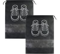 Lot de 2 sacs de rangement à chaussures respirants avec cordon de serrage pour voyage, maison, placard, salle de sport, noir, 14.1x10.4 in, Simple et facile