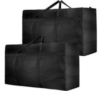 Lot de 2 sacs de rangement extra larges de 180 litres, sacs de déménagement 600D Oxford Heavy-Duty avec fermeture éclair, sac de transport imperméable pour le transport de couettes, vêtements, linge d