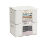 Lot de 2 sacs de rangement pliables beige avec fenêtre