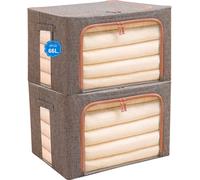 lot de 2 sacs de rangement pour vêtements Grande capacité Organiseur pliable Imperméable à la poussière et à l'humidité Gris 66L