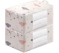 Lot de 2 Sacs de rangement vêtements,grande capacité,fermeture éclair,organiseur,pliable, fenêtre transparente m BOITE DE RANGEMENT