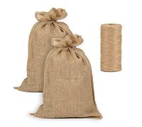 Lot de 2 sacs Toile Jute Pomme de Terre 15 kg - format 42 x 70 cm - 220 gr/m² + 1 Ficelle Jute Ø2mm bobine 160 m La Cordeline 4270-16