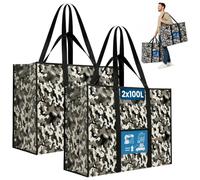 Lot de 2 Sacs Ultra résistants Déménagement 100L. Sangles Doubles Poignées & Sac à Dos Solides. Sport, vacances, courses, voyages, stockage, camping, linge. Sacs conçus pour durer @Claudi Home(2x100L)