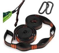 Lot de 2 Sangle Hamac, 2m x 2,5 cm, Fixation en Polyester, Hamac Sangles avec Mousquetons, Portée Maximale 200kg HAMAC