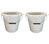 Lot de 2 seaux de 15 litres avec couvercle blanc, seaux à lait/stockage empilables, seaux à miel, seaux en plastique avec agrément alimentaire, récipients de qualité alimentaire, seaux vides pour