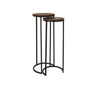 - Lot de 2 selettes gigognes effet acacia et métal VISBY - Marron et noir - VISBY