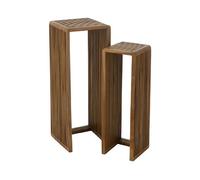 Lot de 2 sellettes 75 et 88 cm en teck recyclé marron - RENTY