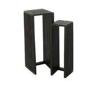 Lot de 2 sellettes 75 et 88 cm en teck recyclé noir - RENTY