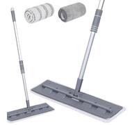 Lot de 2 serpillères en microfibre, avec balai de rechange, multifonction, avec poignée allongée et articulation rotative à 280°, pour parquet, carrelage (A)