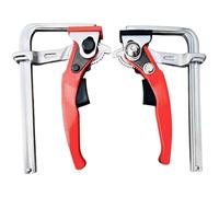 Lot de 2 serre-joints rapides pour menuiserie, serre-joint pour rail de scie en acier allié, serrage à cliquet avec poignée crantée, déverrouillage rapide, compatible avec rails Festo et Makita