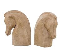 Lot de 2 Serre-Livres en Forme de tête de Cheval en résine Marron Clair 21 x 16 x 9 cm