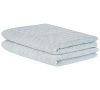 Lot de 2 Serviettes de Bain Luxe en Coton Doux Motif Chevron Vert Menthe Mitiaro