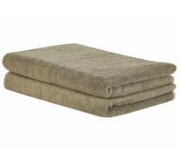 Lot de 2 Serviettes de Bain Luxe en Coton Doux Motif Chevron Vert Olive Mitiaro