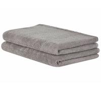 Lot de 2 Serviettes de Bain Luxe en Coton Doux Texture Chevron Gris Mitiaro