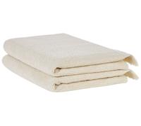 Lot de 2 Serviettes de Bain Luxe en Coton Polyester Doux Franges Beige Atiu