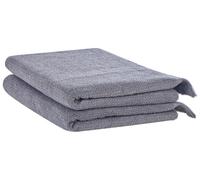 Lot de 2 Serviettes de Bain Luxe en Coton Polyester Doux Franges Gris Atiu