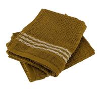 Lot de 2 serviettes invité 33x50 cm pur coton INTENSE à bordures blanches ocre