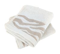 Lot de 2 serviettes invité 33x50 cm ZEBRA SOFT uni bord zèbre beige