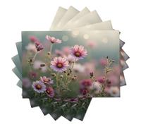 Lot de 2 Sets de Table Photographie de Fleurs Gros Plan sur Le Cosmos,Sets de Table en Coton et Lin résistants à la Chaleur et lavables, Set de Tables antidérapants Rose