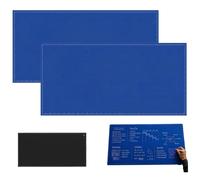 Lot de 2 sous-mains de bureau avec impression bleue double face | Sous-main réutilisable effaçable à sec avec base antidérapante en caoutchouc, bloc de plan effaçable pour architectes et