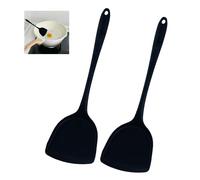Lot de 2 Spatule Cuisine Silicone Cuisine Souple Ustensiles de Cuisine | Ustensiles de Cuisine Pratiques Antiadhésifs Sans BPA, Spatules Wok en Silicone pour Cuisson, Retournement (Noir)