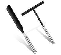 Lot de 2 spatules à crêpes en silicone de 34 cm et répartiteur de pâte en forme de T de 12 cm - Noir - Pour crêpes et omelettes