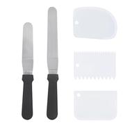 Lot de 2 spatules en acier inoxydable, 3 coupe-pâte en plastique, spatule de décoration de gâteau, spatule à gâteau en acier inoxydable, spatule à lisser, spatule à glaçage, spatule à crème au beurre