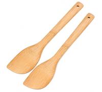 Lot de 2 spatules en bois de bambou pour la cuisine, le wok, la spatule, le sauté, les ustensiles de cuisine en bambou naturel, 30,5 cm