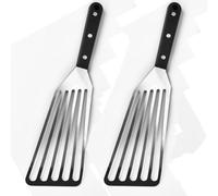 Lot de 2 spatules fendues en acier inoxydable pour barbecue, spatule à poisson professionnelle avec poignée en acier inoxydable, tranche de poisson antiadhésive pour la cuisson (grande taille, 32 cm)