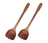 Lot de 2 spatules Wok en bois, long manche 39 cm