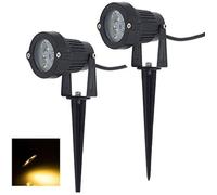 Lot de 2 Spot A Piquer LED Exterieur Orientable Noir Blanc Chaud 3W 220V