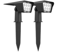 Lumisky Lot de 2 spots solaires projecteur 2 en 1 à piquer ou à fixer rectangulaires éclairage puissant dimmable LED blanc CURTIS H 31.5cm
