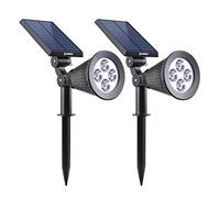 Lumisky Projecteur solaire SPIKY - 4 LED blanches - 200 lm - Tête pivotante 90° - Kit 2 projecteurs