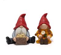 Lot de 2 statues de couple de jardin pour cour ou patio - Figurine naine sans visage - Décoration anti-décoloration exquise