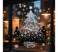 Lot De 2 Stickers Grand Sapin De Noël Doré, 35x50cm Autocollants Statiques En Forme D'arbre De Noël, Stickers Muraux Sapin De Noëls Doré, Pour Mur, Fenêtre, Porte, Vitrine