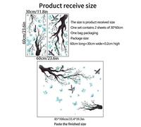 Lot De 2 Stickers Muraux Motif Branches De Fleurs, Fleurs Bleues, Arbres, Oiseaux, Décoration Murale Pour Chambre D'enfant, Salon, 30 X 60 Cm