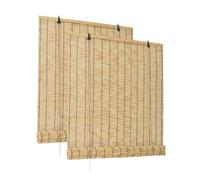 Lot de 2 Store de fenêtre en Bambou avec enroulement Manuel, Protection Vie privée et Brise-Vue, Coloris Naturel- Longueur 120 x Hauteur 200 cm