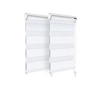 VOUNOT Lot de 2 Store Enrouleur Jour Nuit Tissu Double avec ou sans Perçage 45x150cm Protection de Votre Vie Privée Rideau pour Fenêtres et Portes Store Chambre Facile à Installer avec Clips Blanc