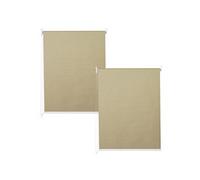 Lot de 2 stores à enroulement HWC-D52 100x160cm protection solaire opaque beige