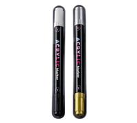 Lot de 2 stylos de peinture acrylique à double pointe pour la fabrication | Surligneur en acrylique métallique pour peinture sur céramique, modélisme, coloriage et dessin miniature