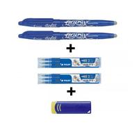 Lot De 2 Stylos Frixion Ball Bleu 0,7mm + 1 Gomme Frixion + 2 Recharges Frixion Ball Bleu 0,7 Mm Pilot