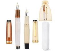 Lot de 2 stylos plume Jinhao 82 Fluo Milk Coffee & Ivory White Plume F | Mini poche et bureau, étui en étain mat et pochette. Ligne lisse de 0,5 mm conçue pour un agenda esthétique.