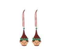 Lot de 2 Sujets de Noël ""Tête de Lutin"" 11cm Multicolore
