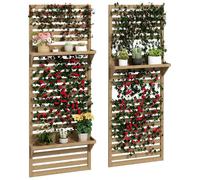 Outsunny Lot de 2 support plantes intšŠrieur porte plante intšŠrieure avec šŠtagššres suspendues pour plantes et treillis š€ lattes pour l'escalade pour le balcon et la terrasse en bois massif bois na